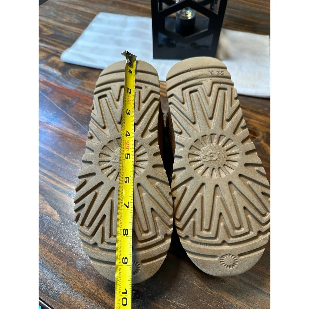 UGG Tasman Chestnut Suede Braid Trim Slip On Mules Shoe Clogs Kids Size Junior 2